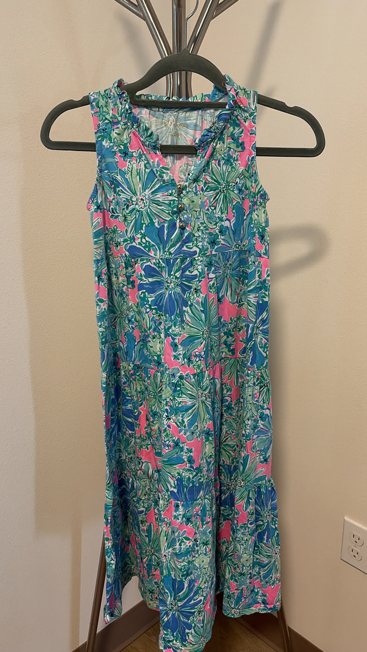 Lilly Pulitzer Kristen Swing Dress girls Multi Floral Size M Sleeveless Midi